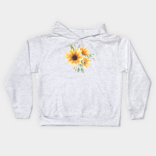 Sunflowers Bouquet Kids Hoodie by CatsCrew